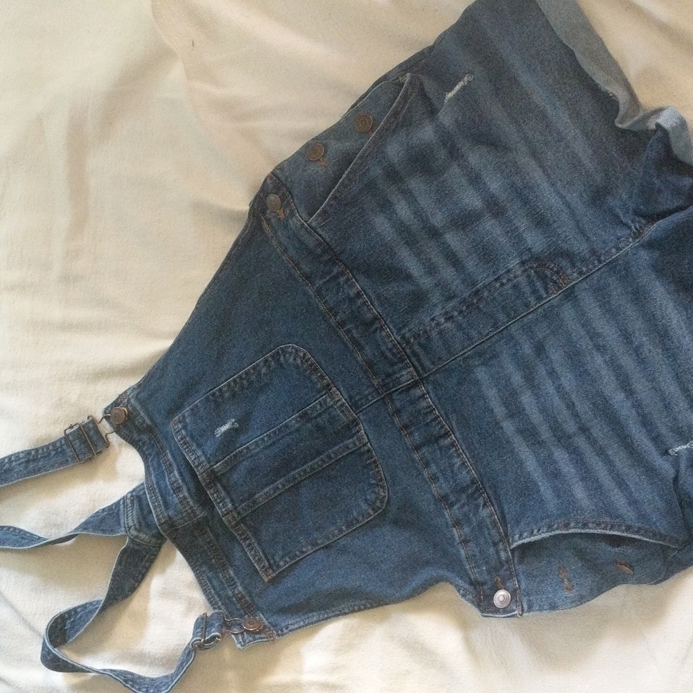 Denim short overalls